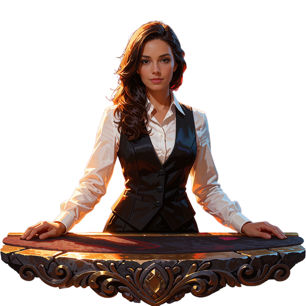 Krupierka przy stole kasyna na żywo reprezentująca kategorię live w Sankra Casino