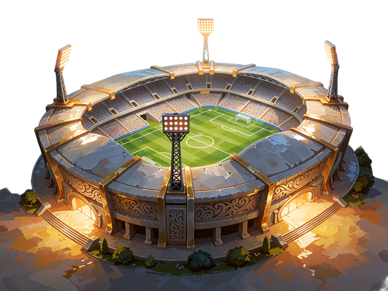 Oświetlony stadion widziany z lotu ptaka - sekcja zakład&oacute;w sportowych Sankra Casino